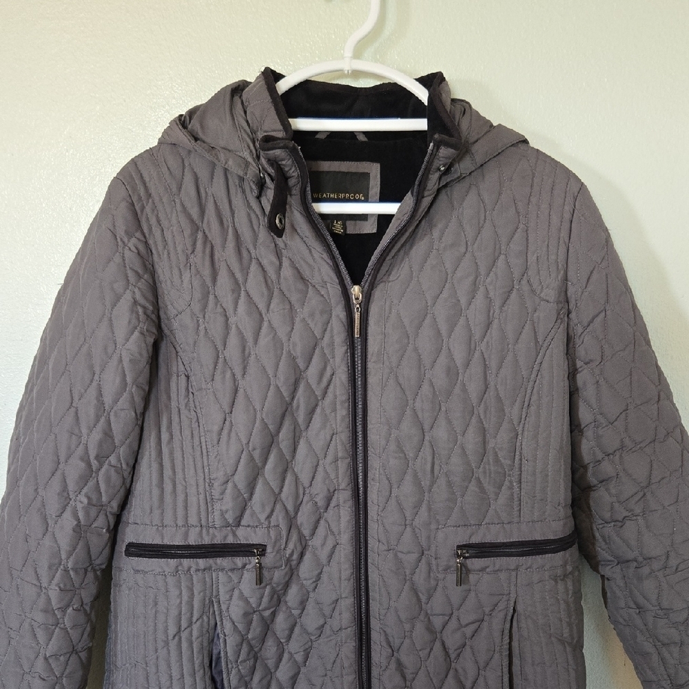 Weatherproof | Gray Quilted Hooded Coat Size Large - Picture 1 of 13